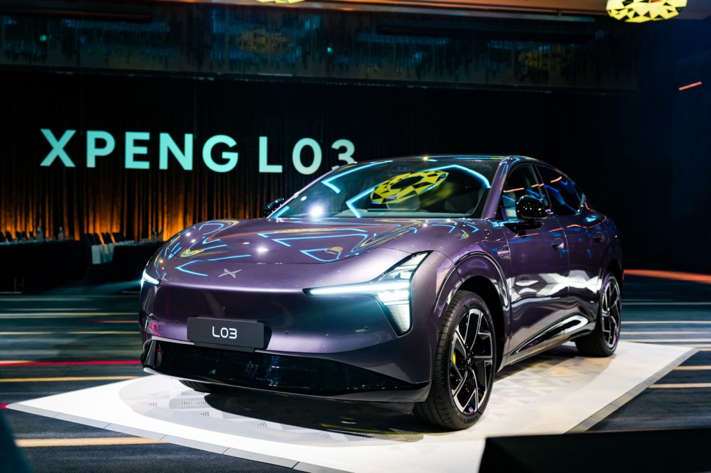 XPENG L03 in purple at its Australian launch
